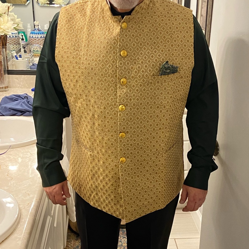 Gold mandarin collar vest